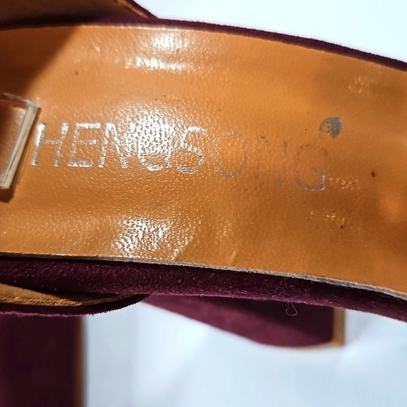 Hengsong Purple Wrap Around Strap Suede Block Women's Heels Sz 39 - Picture 4 of 7